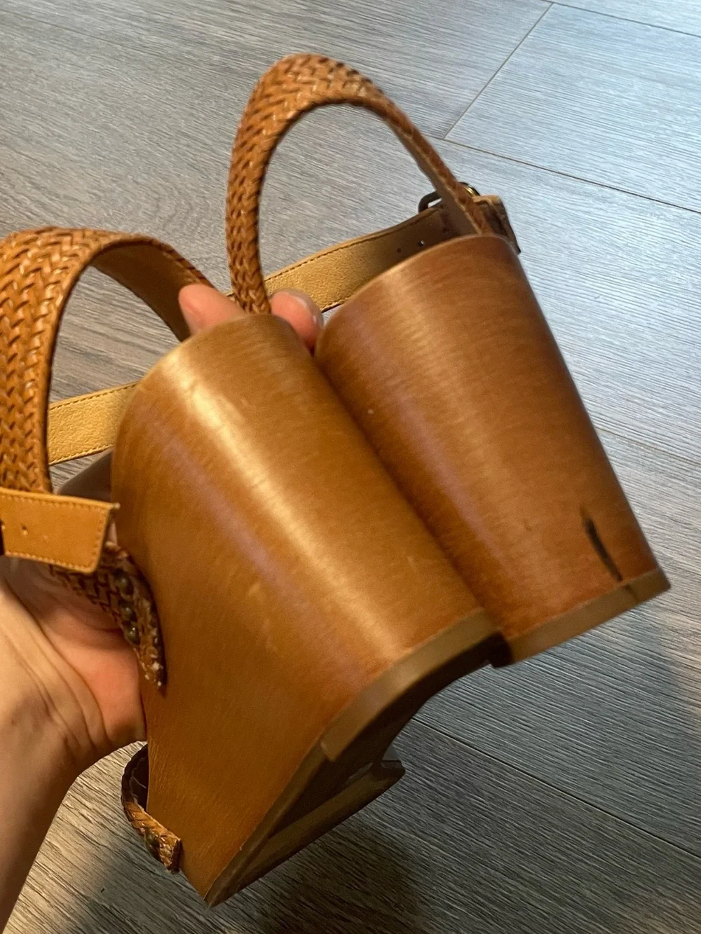 Lucky Brand Zyler Platform Wedge Sandal Color Light Brown Size US 6.5